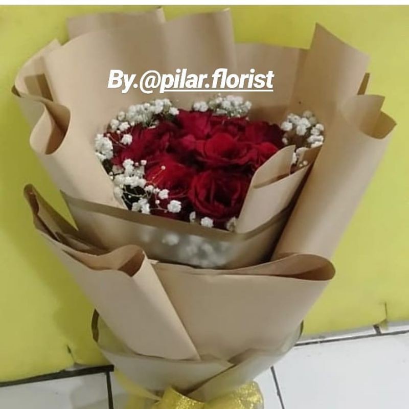buket bunga mawar merah asli&palsu
