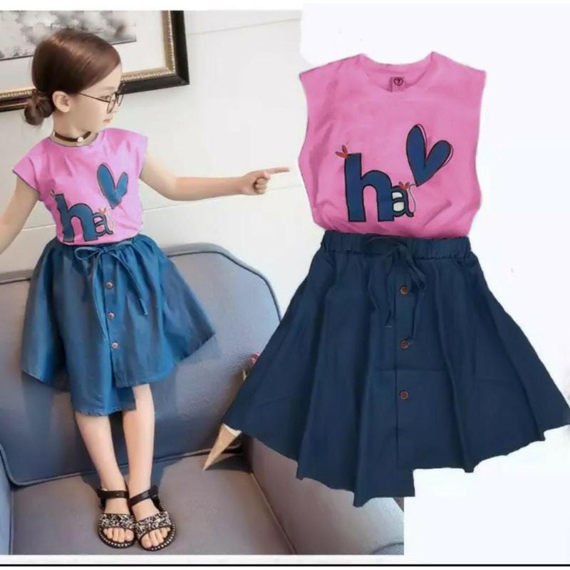 Setelan Anak Cewek / Set Anak Usia 3-5 Tahun / Set Rok Halove