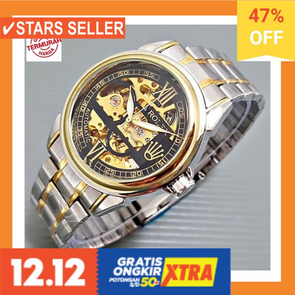 JAM COWOK MASA KINI MURAH TERBARU GSHOK HITAM / Jam Tangan Rolex Automatic Rolex Rantai