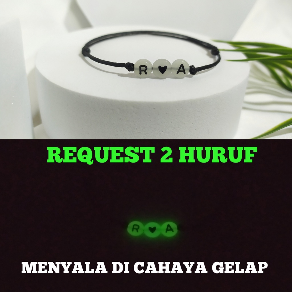 Gelang Inisial Huruf Request Untuk Pasangan Ikatan Cinta Glow In The Dark Bisa Menyala