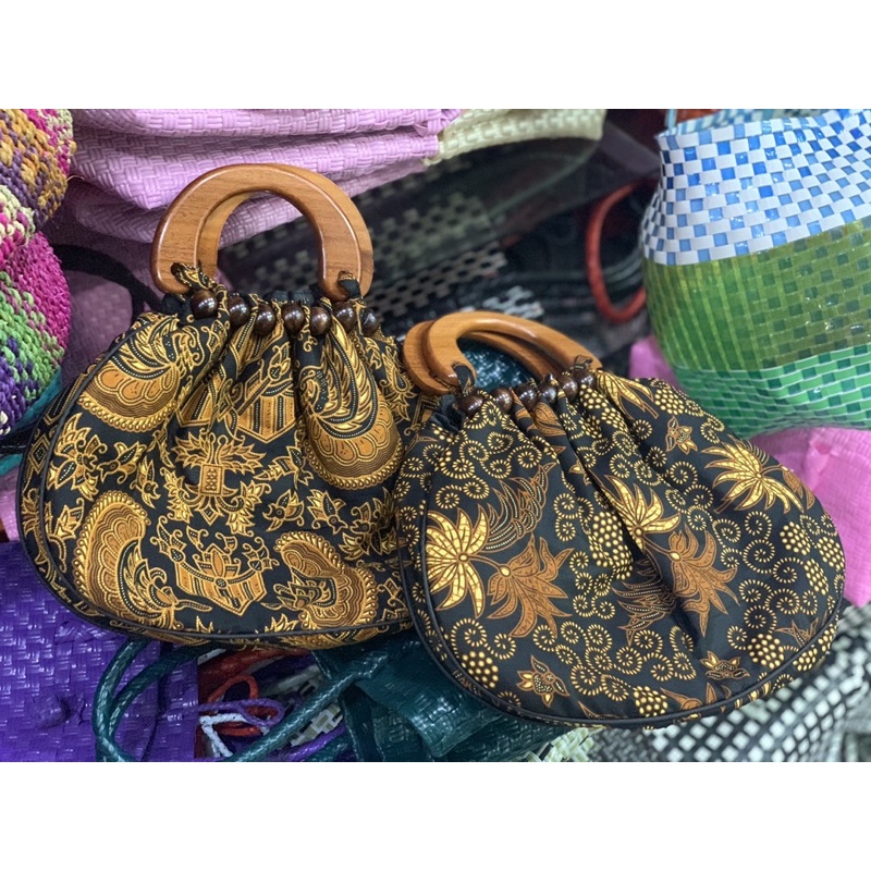 Hand Bag batik handle kayu serut otok(motif batik di kirim random)