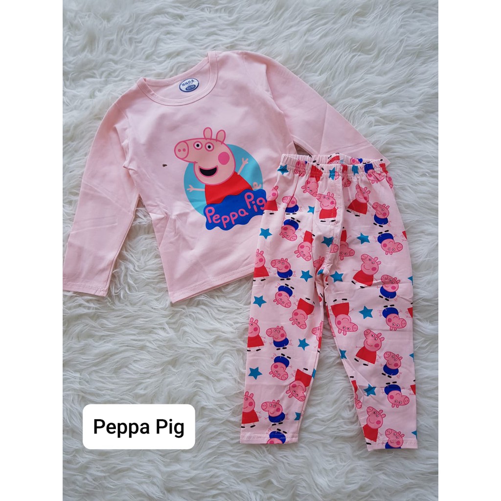Piyama Baju Tidur Anak Perempuan Lengan Panjang  Celana Panjang  Umur 1 9 Thn Peppa Pig Shopee 