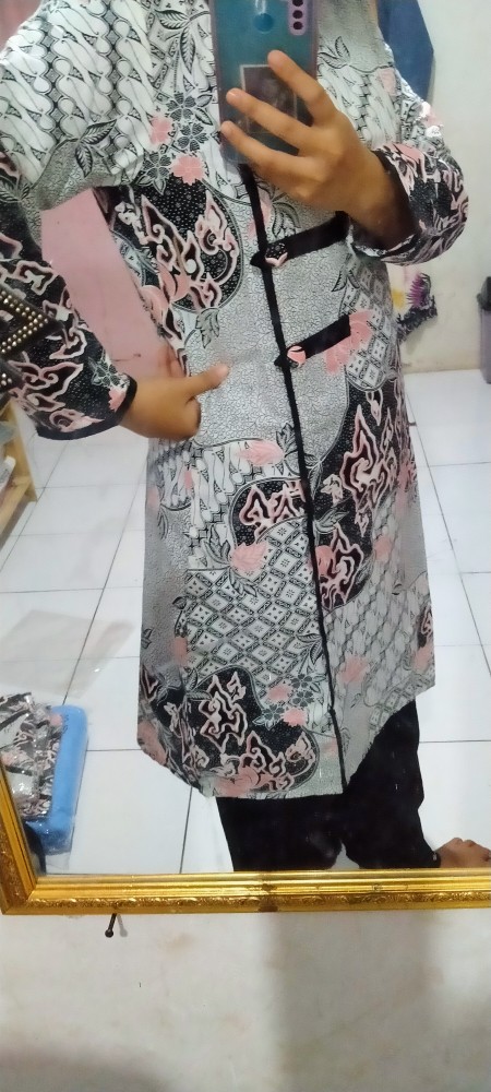 Batik Tunik Shibori Jumputan Terbaru Size S-3l / Hrb026 Yelbor Navbor / Biru Putih / Original..