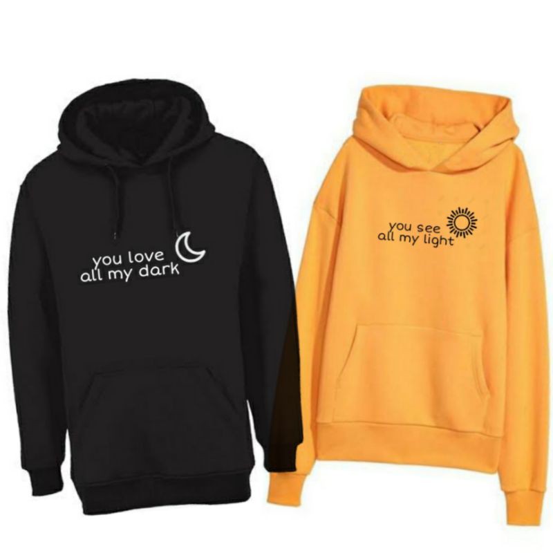 S - XXXXXL(6XL) Hoodie COUPLE Love By The Moon Live By The Sun DARK &amp; LIGHT Jaket Jumper You Love All My Dark BIGSIZE Jaket Cute OVERSIZE Matching Jumbo Sweater Couple