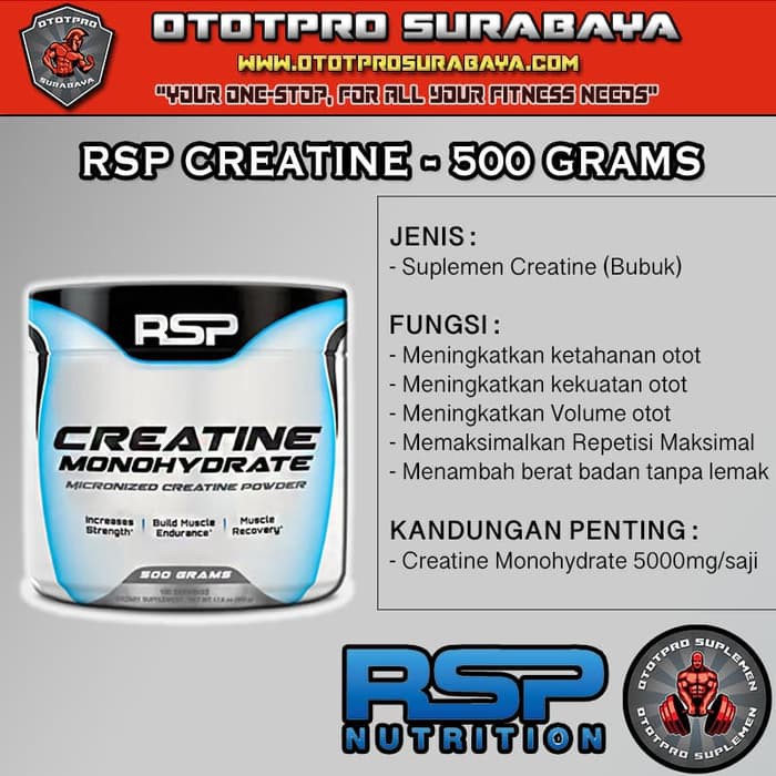 RSP Creatine 500Gram /500gr/500 gr/Kreatin/Kreatine/Suplemen/Otot/Gym