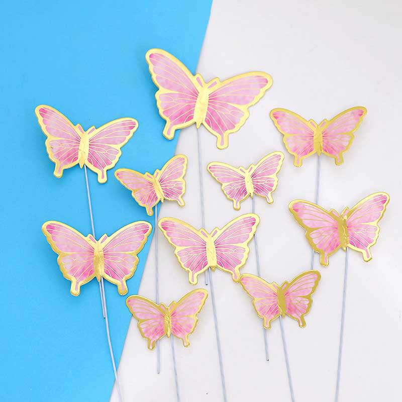 10Pcs/Set Butterfly Cake Topper Decoration Combo Set for DIY Baking Dessert