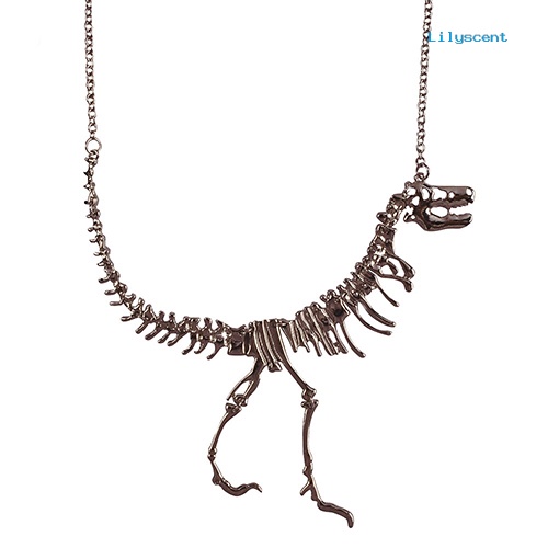 Kalung Rantai Liontin Tulang Dinosaurus Bahan Alloy Gaya Punk Untuk Unisex