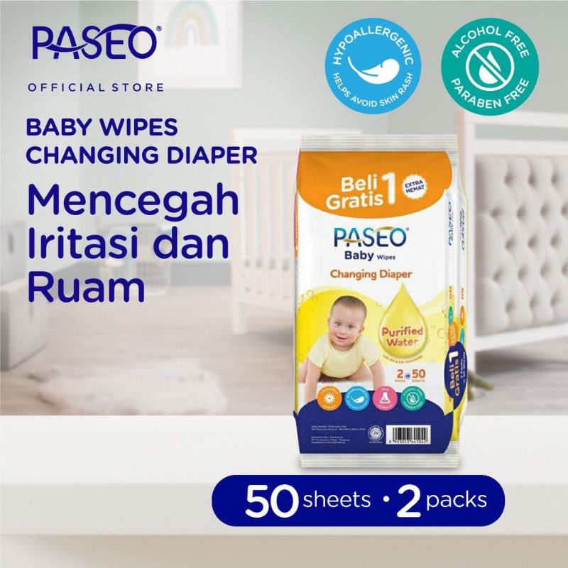 PASEO BABY WIPES 50SHEETS 1PACK/2PACK