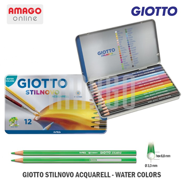 GIOTTO STILNOVO ACQUARELL - METAL BOX - 12 COLORS - 256200