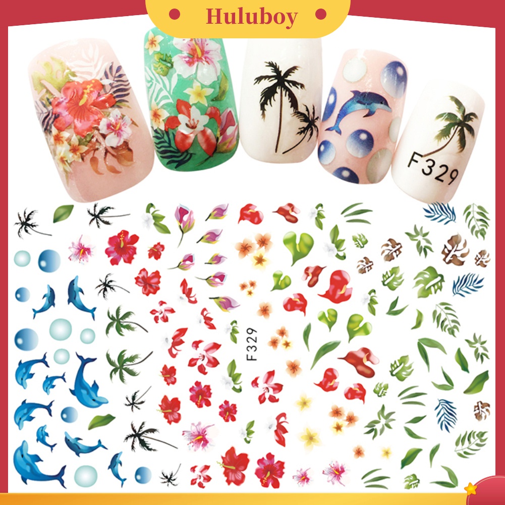 Huluboy Huluboy♡ Stiker Nail Art Motif Buah / Bunga / Daun / Tanaman