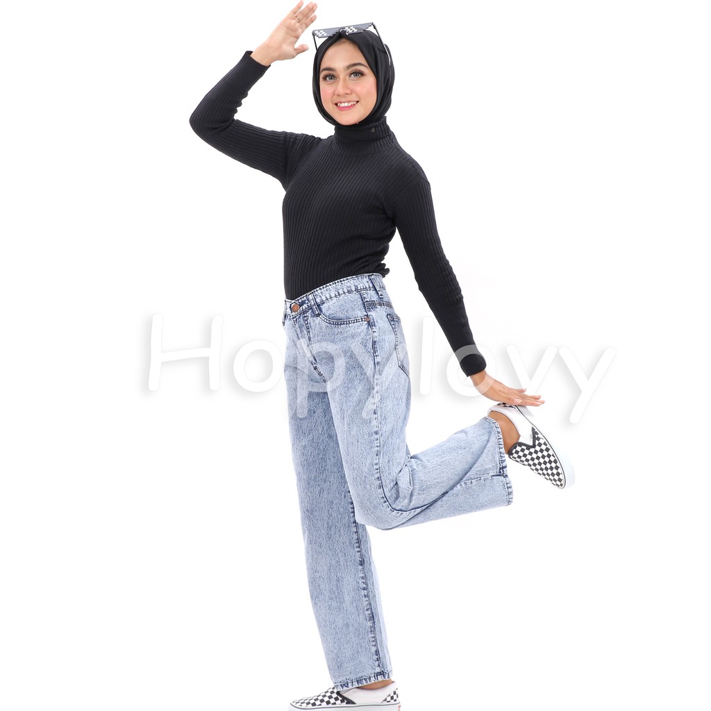 HOPYLOVY - Celana Kulot Jeans Wanita BF Neola