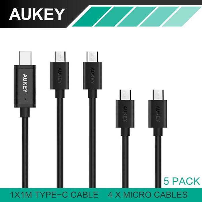 Aukey Kabel Charger USB Type C + Micro USB 5PCS - CB-TD2