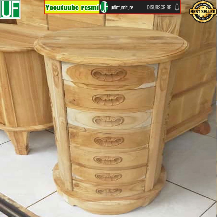 Nakas minimalis 7 laci kayu jati mentahan