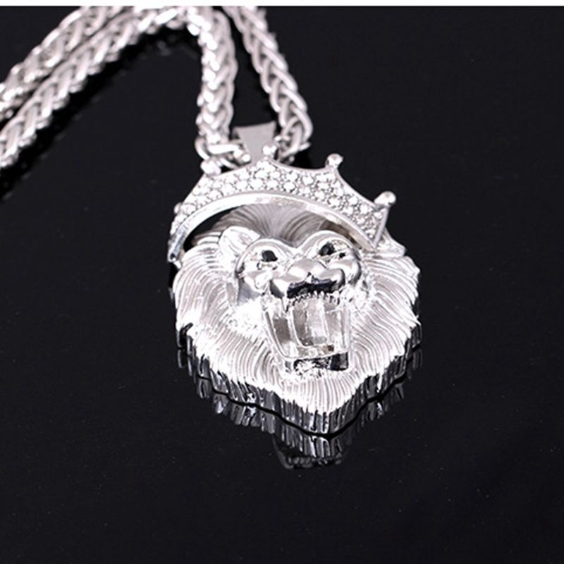 Fashion Pria Titanium Steel Lion Head Pendant Kalung