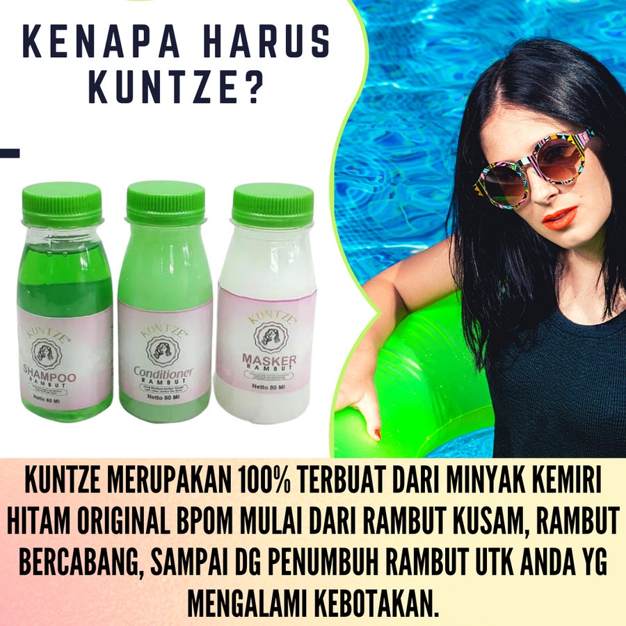 [ORI] KUNTZE PAKET PELURUS RAMBUT 3in1 SHAMPO + CONDITIONER + MASKER l 100% Ampuh Melebatkan Rambut