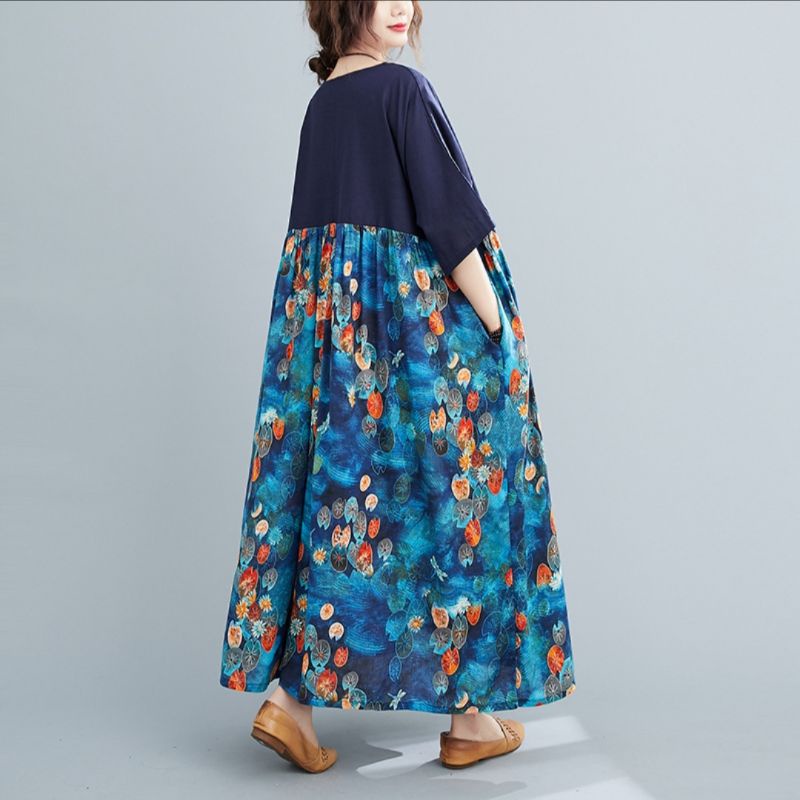 MDLV ~ 73005 Nevania Loose Dress Women Big Size Dress Import Dress Big size Dress Flower Dress Midi Dress Panjang Wanita Fashion import