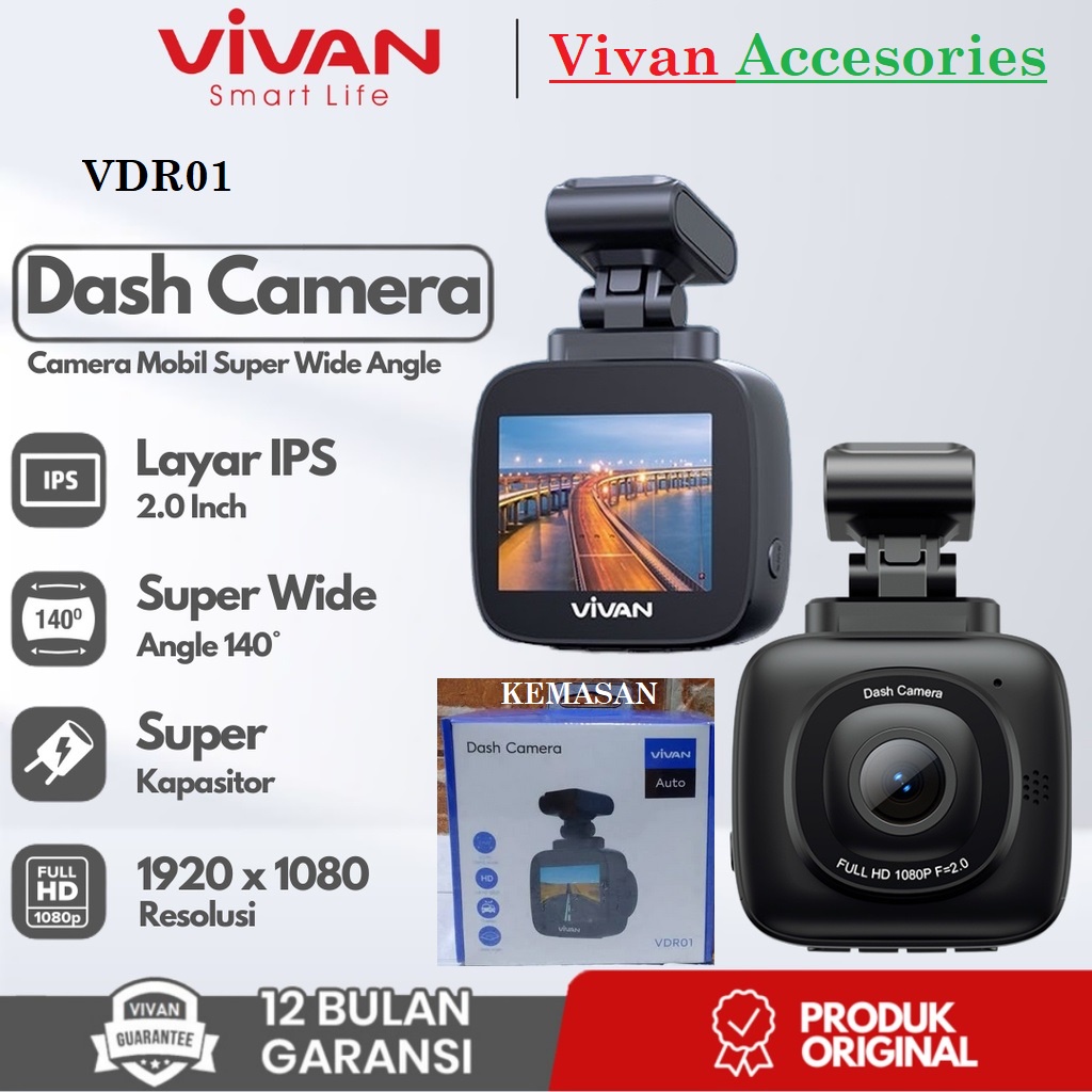 Vivan VDR01 HD Super Wide Angle Dashcam Car Dash Cam Camera CCTV Mobil