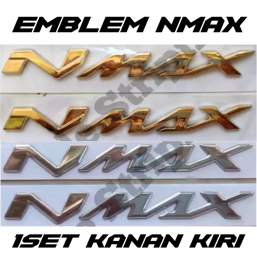 EMBLEM LOGO NMAX ORI 1SET WARNA GOLD CROME