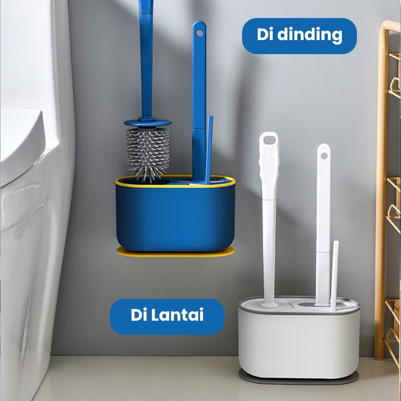 DejaVu Sikat Toilet Silikon 3 in 1 Sikat Fleksibel WC Sikat Pembersih Kamar Mandi Silicone HRD316