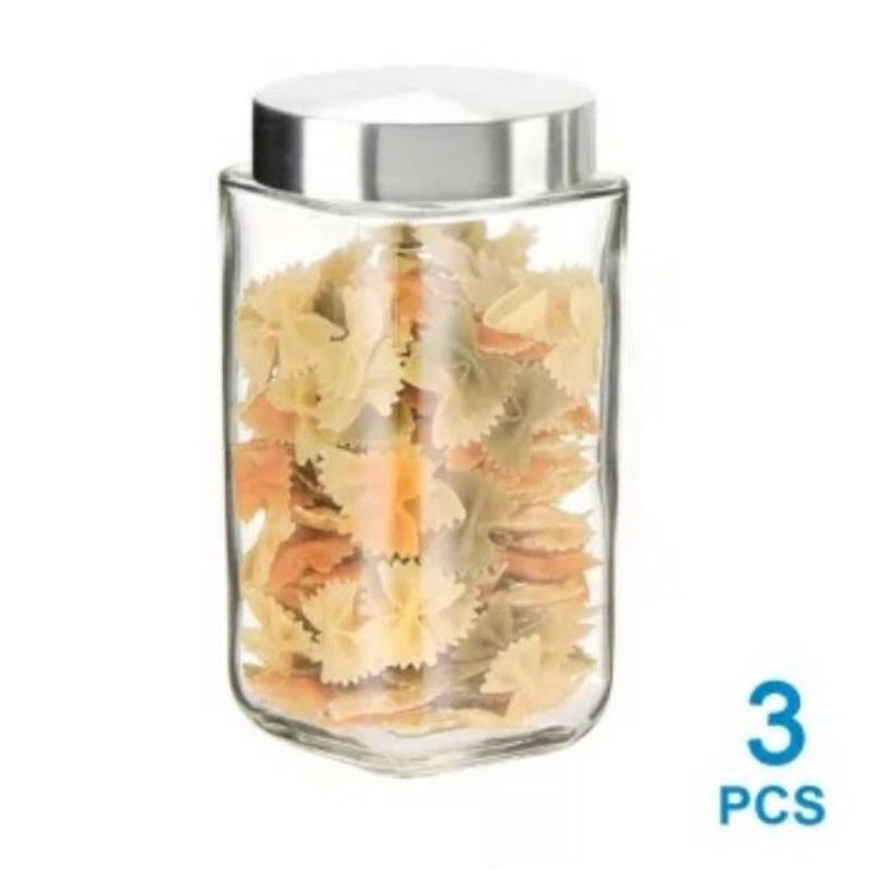 STORAGE JAR SET OF 3 / GLASS JAR / TOPLES KACA MINIMALIS