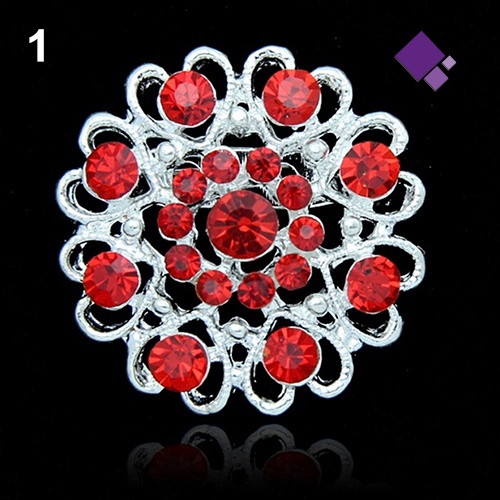 Bros Bentuk Bunga Aksen Kristal Dan Berlian Imitasi Warna Silver