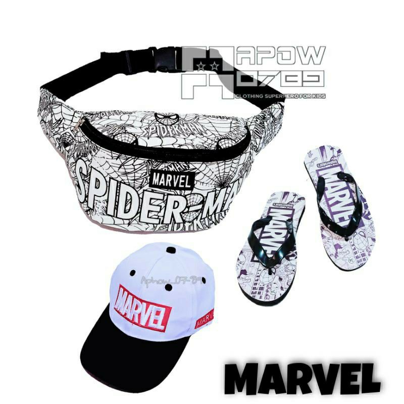 Paket hemat tas SLempang anak Marvel 3in1