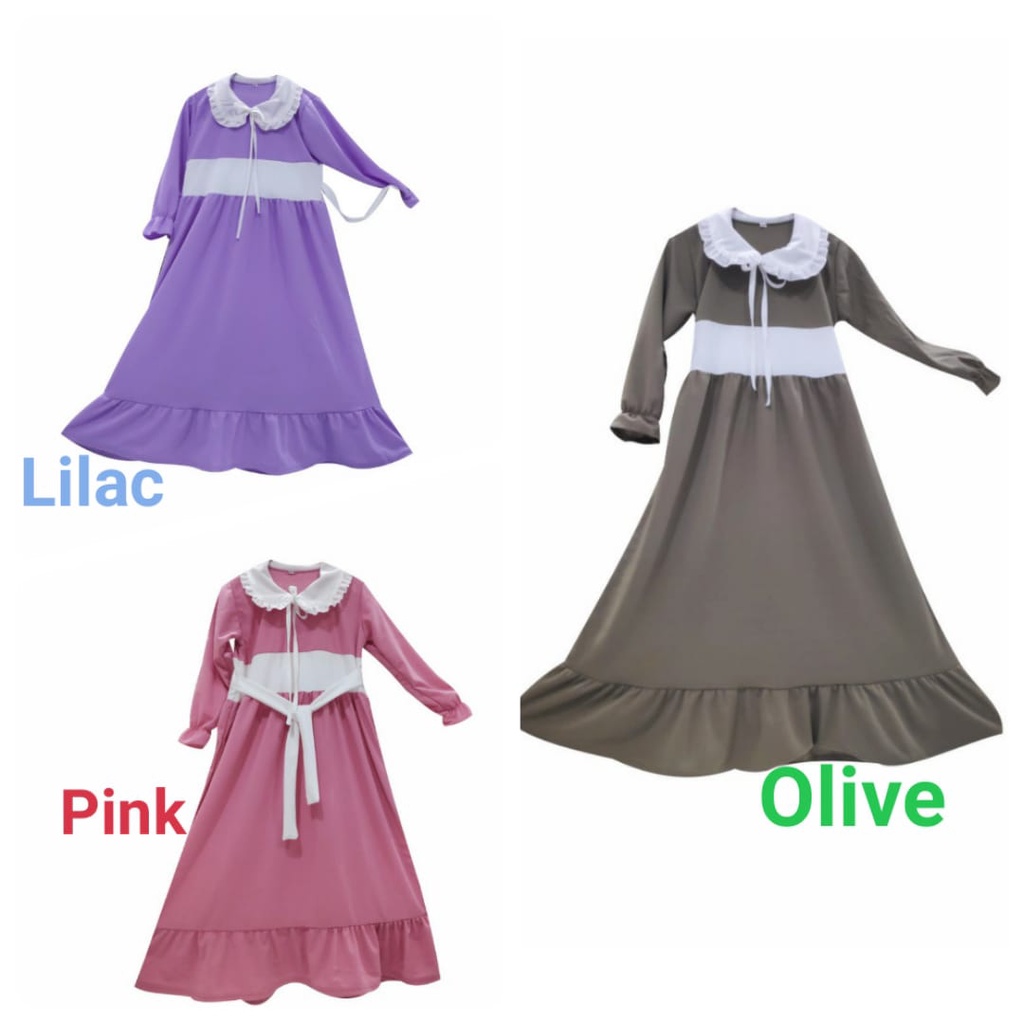 MOMOGI- GAMIS LOLA / GAMIS ANAK PEREMPUAN KERAH KOREAN / Usia 5-10th