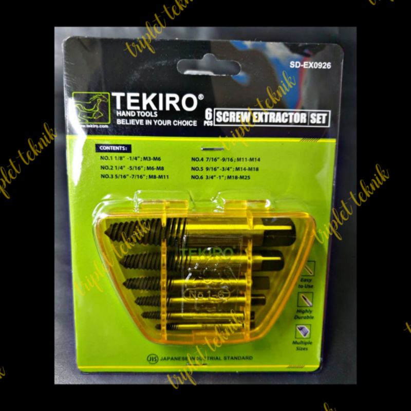 Tap mundur set Tekiro screw extractor