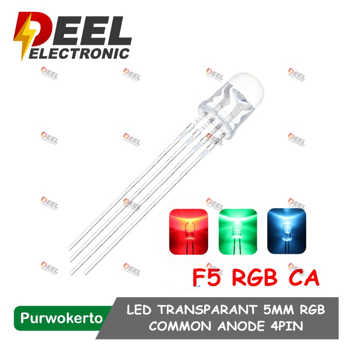 LED RGB 4PIN RED GREEN BLUE COMMON ANODE LED RGB TRANSPARENT 5MM 4P