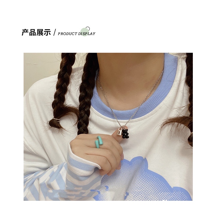 Jepang dan Korea gaya minimalis desain kartun beruang kalung wanita manis elegan style pacar kalung