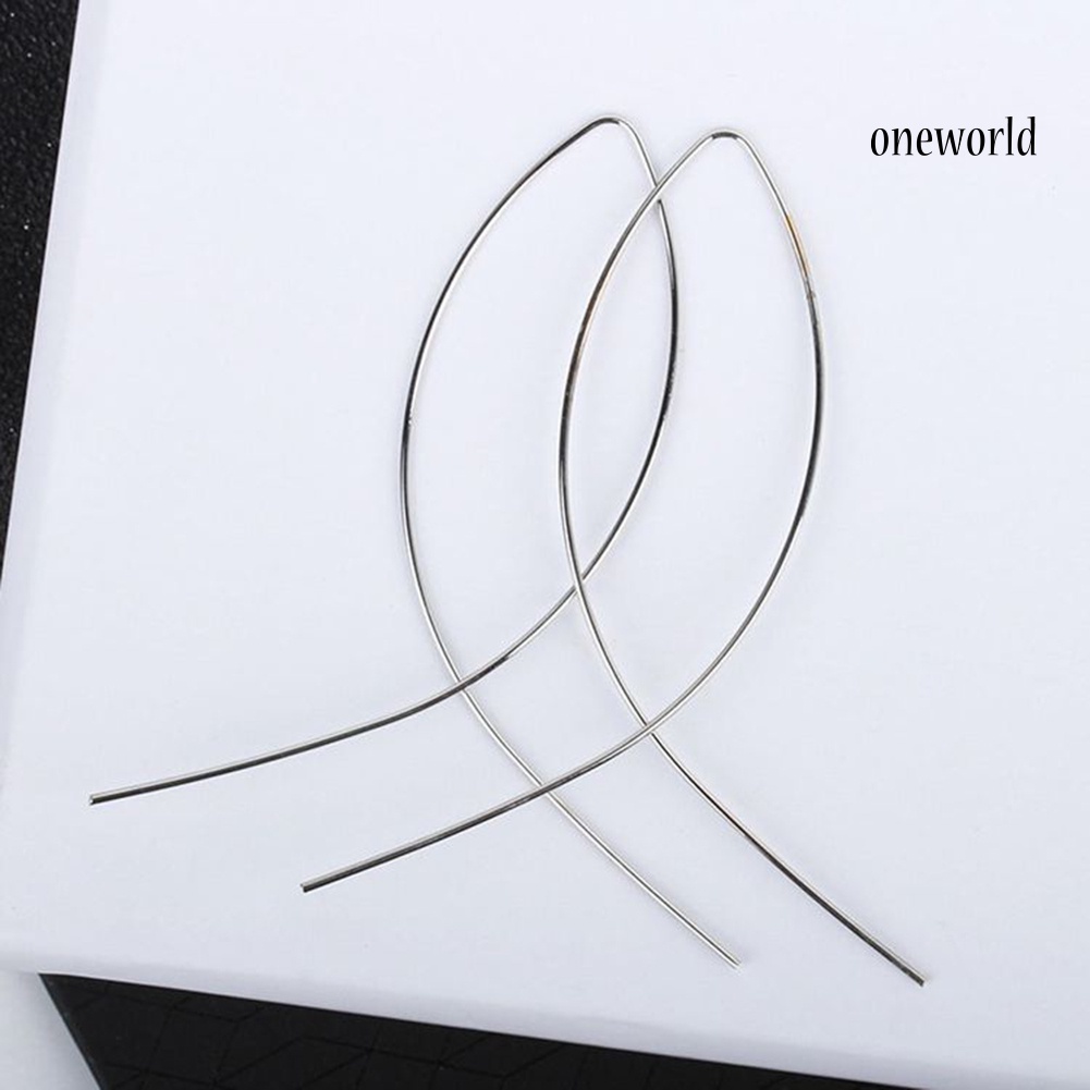 OW@ Fashion Women Long Cross Fish Line Dropping Earring Handmade Art Jewelry Gift