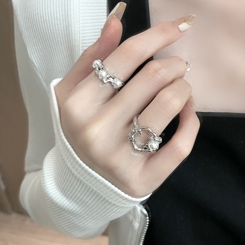 Cincin Model Terbuka Aksen Mutiara Gaya Korea