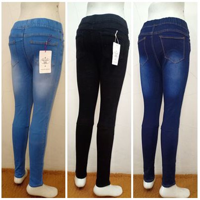 Legging Jumbo Jeans Pinggang Karet Jegging Jeans Big Size 27-42
