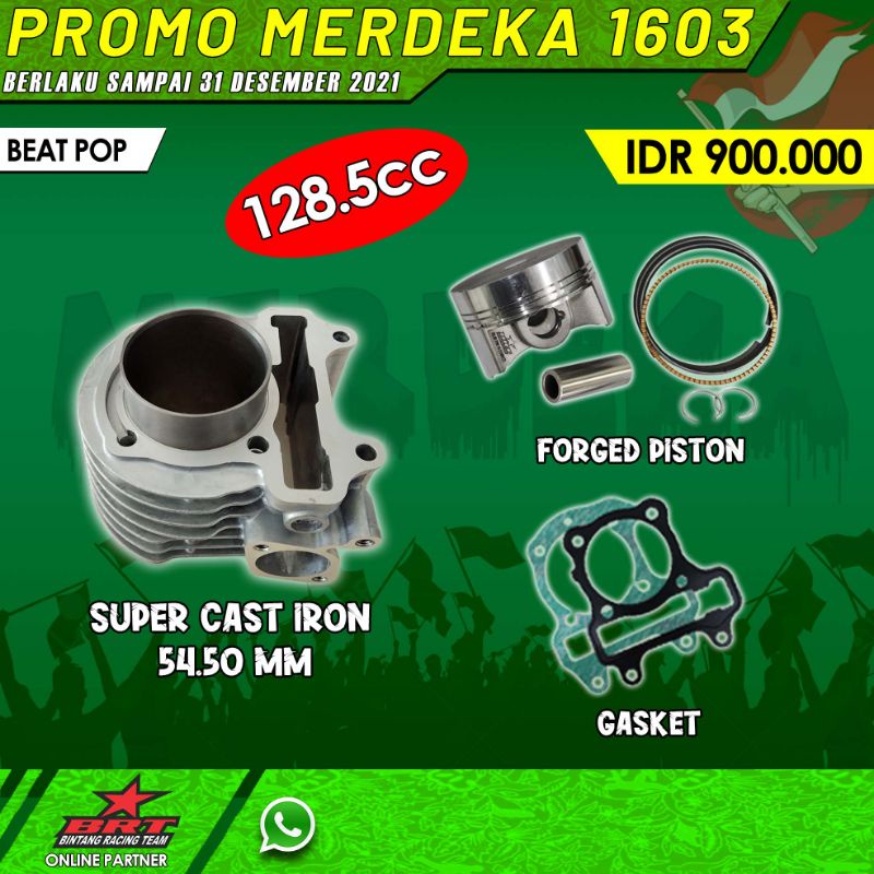Paket Bore up BRT 1603 Blok Piston 54.50 Beat POP Street Scoopy ESP Beat ECO