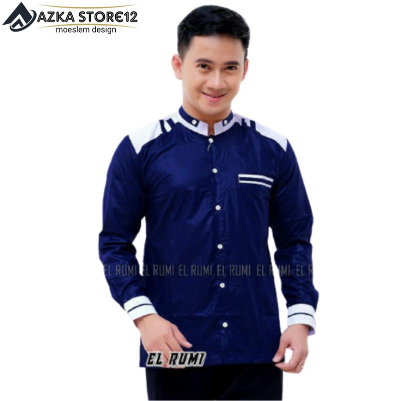 Koko hadroh Koko lengan panjang Busana muslim pria Kemeja alisan Koko Baju koko pria  Baju koko azza