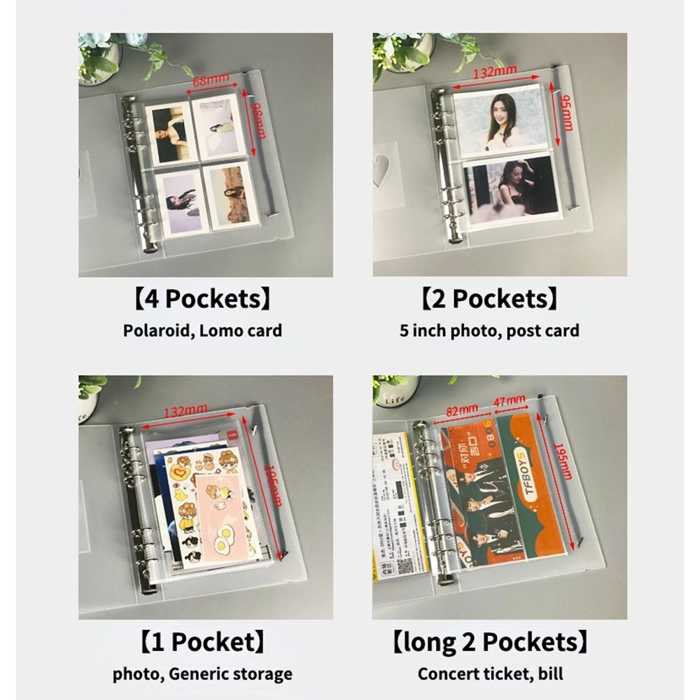 【COD Tangding】6 Hole High Transparent 4 Case Card Page A5 Loose Leaf Benti Core Bag Card Book Card Book Inside Bag