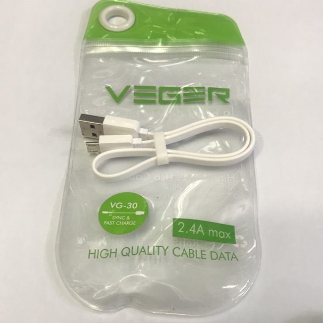 KABEL DATA/CABEL DATA/DATA CABEL/DATA KABEL /KABEL CASAN/KABEL CASAN VEGER VG-30 MICRO ANDROID VG30 30CM PUTIH