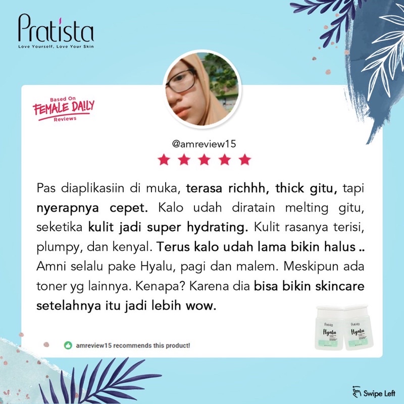 BPOM Pratista Hyalu Hydrating Toner 100Ml - Toner Melembabkan Menghidrasi Membersihkan Wajah dari Debu