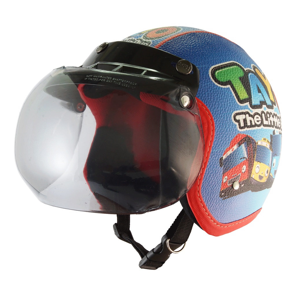 Helm Bogo Retro Anak Untuk Usia 2-6 Tahun Motif Tayo - Biru Merah