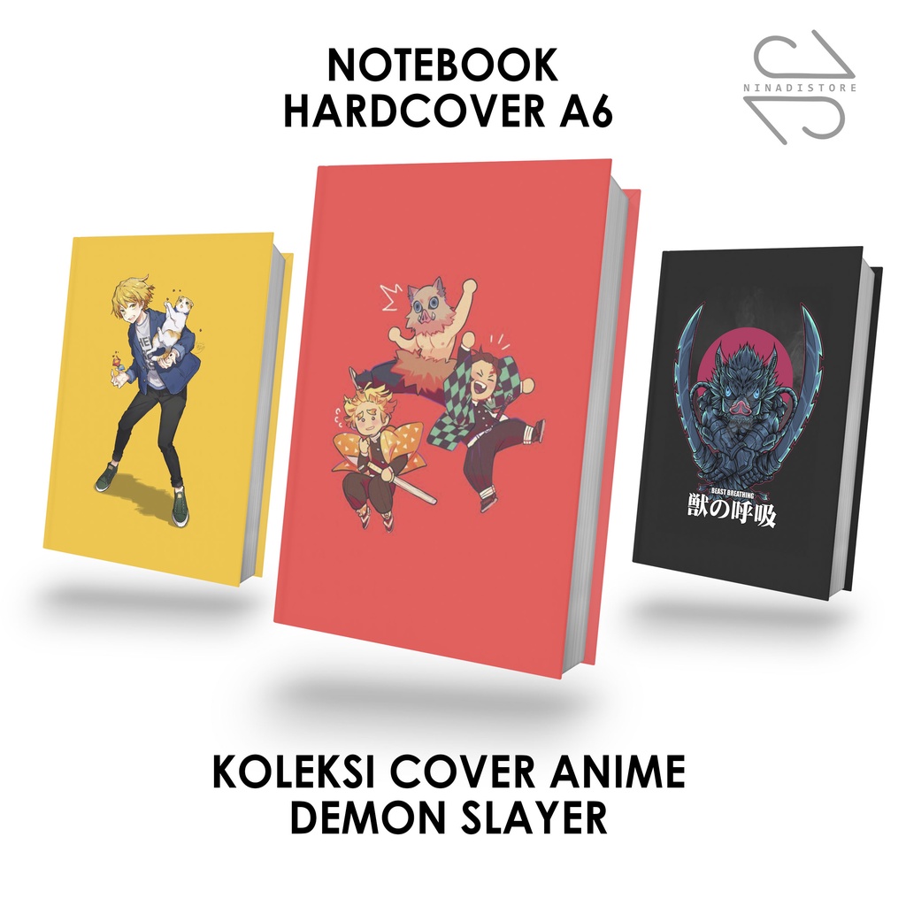 

Pocket Book/Notebook Hardcover A6 isi polos dan garis Gambar Demon Slayer