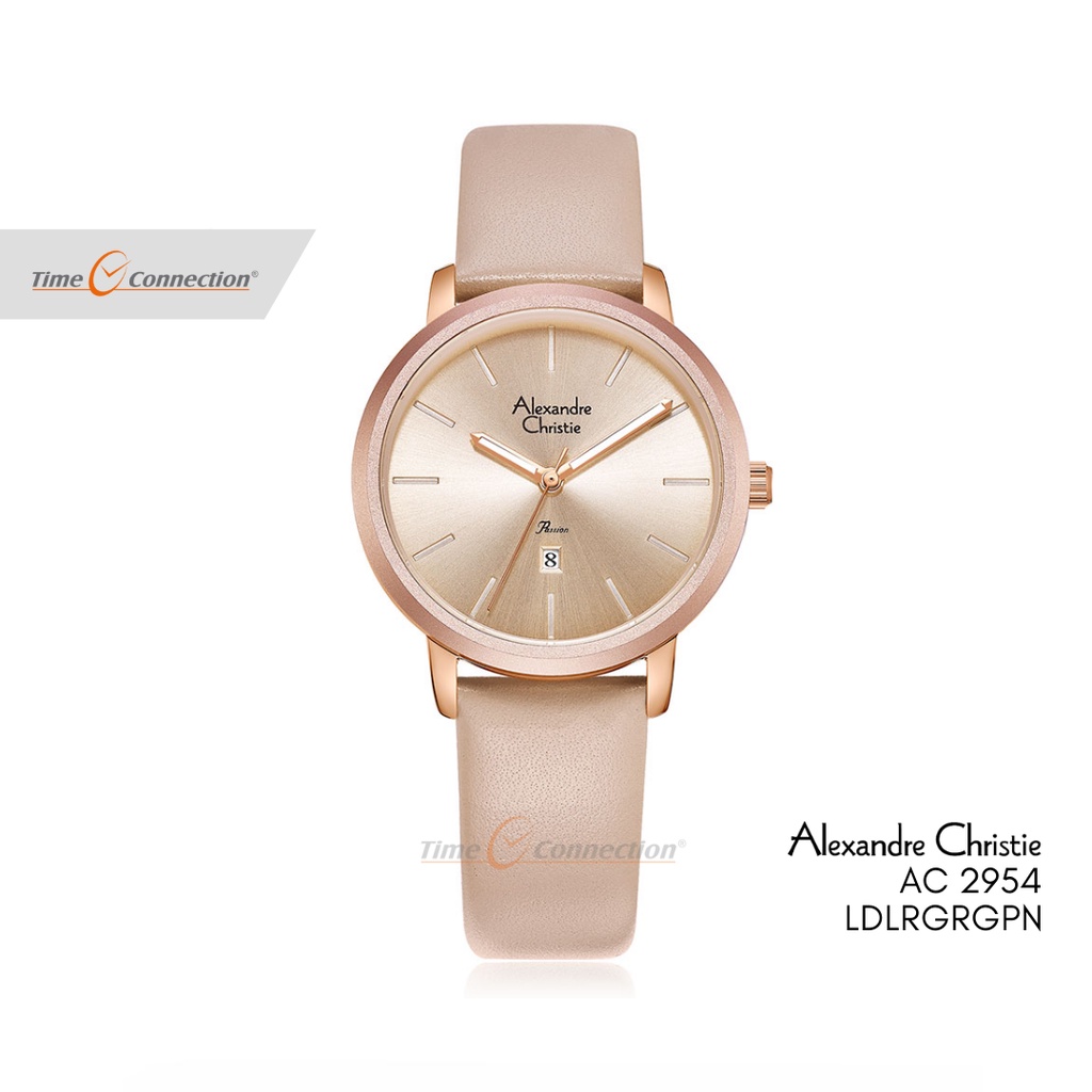 Alexandre Christie AC 2954 LDLRGRGPN Pink Original / Jam Tangan Wanita Analog Kulit LD LRGRGPN
