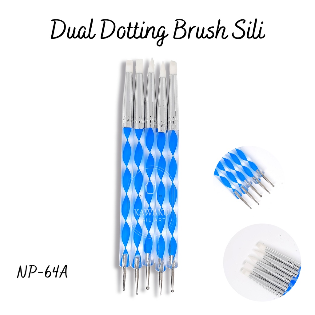 Brush Dual dotting silicone spiral set Nail Art tools