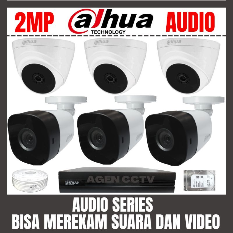 PAKET CCTV DAHUA 2MP 8 CHANNEL 6 KAMERA AUDIO SERIES BISA MEREKAM SUARA DAN VIDEO