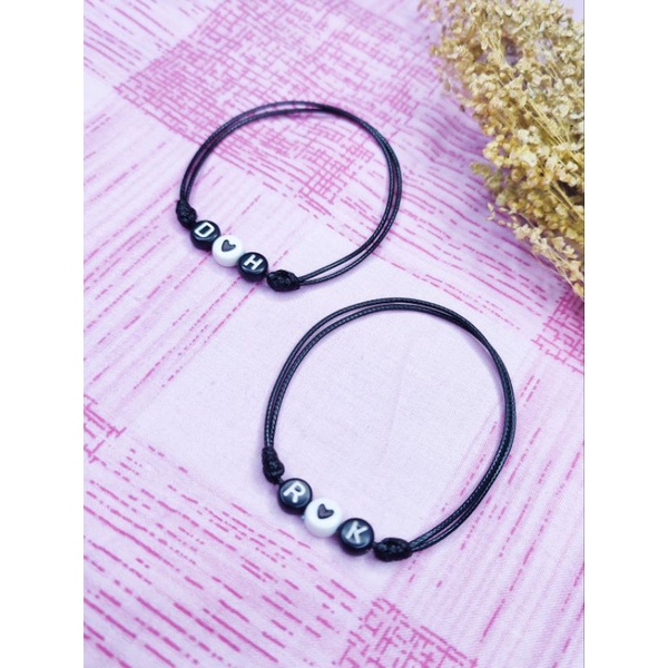 Gelang Insial With Love Bentuk Bulat / Gelang Tali Kulit Inisial With Love