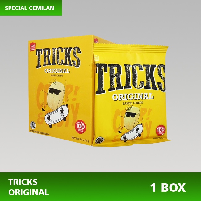 

Tricks Crips Potato Rasa Original / Cemilan rasa Kentang Asli - Potato Baked Crisps 1 BOX ISI 10 pcs