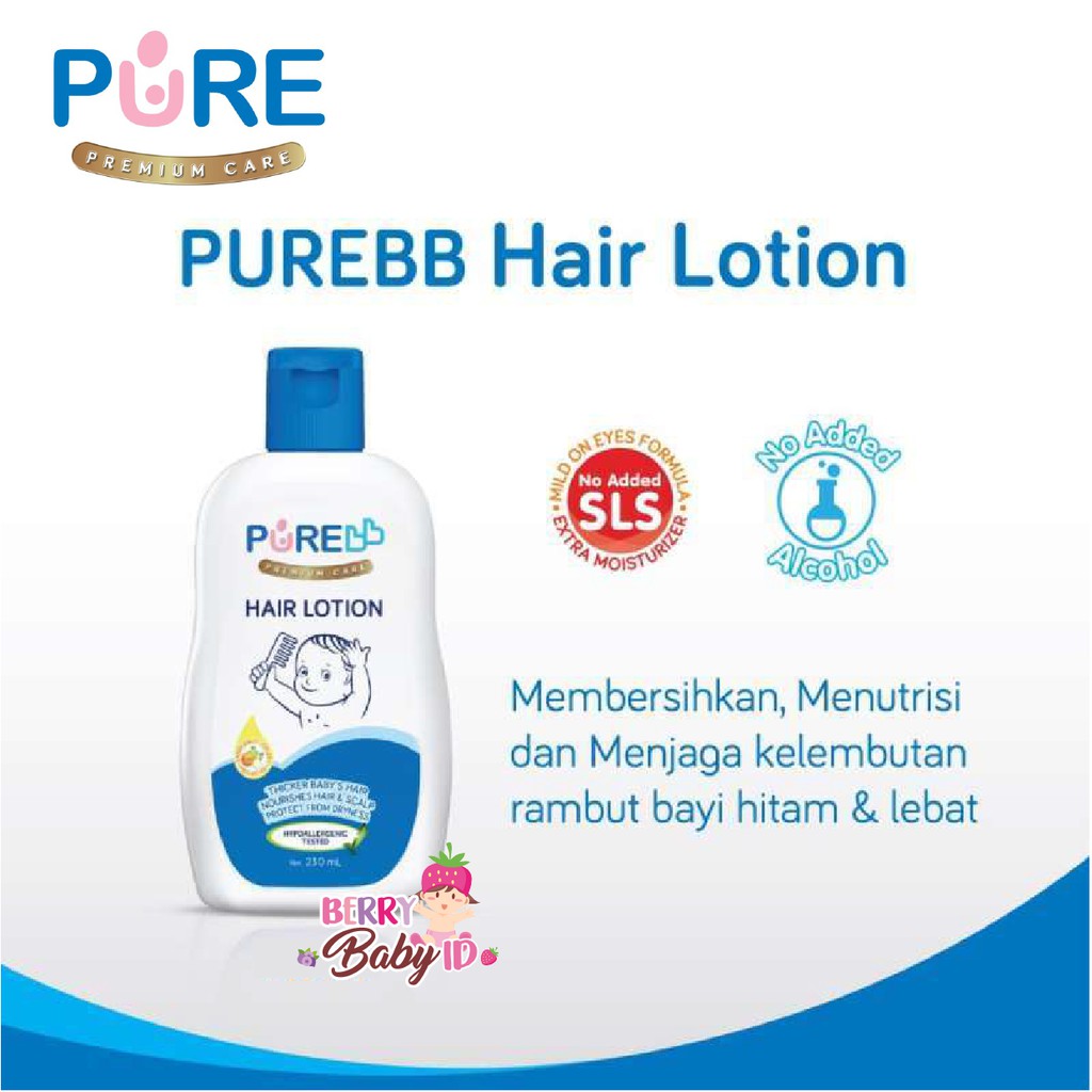 PureBB Baby Hair Lotion / Losion Perawatan Rambut &amp; Kulit Kepala Bayi 230 ml Pure BB Pure Baby Berry Mart