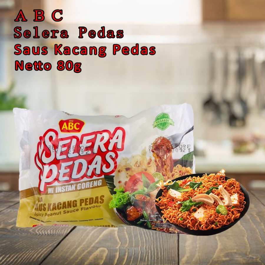 Mie ABC*Selera Pedas*Saus Kacang Pedas*Mi instan goreng*80g