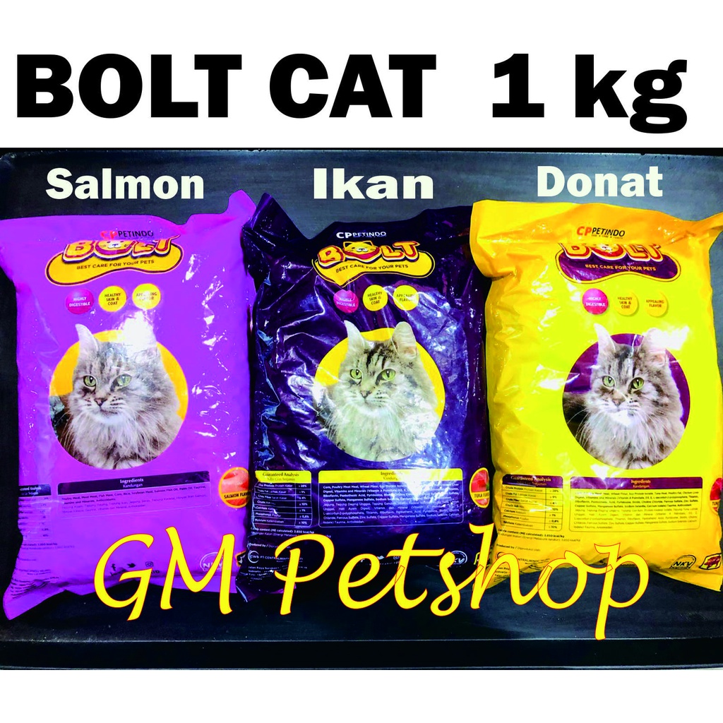 bolt makanan kucing 1kg   bolt cat repack 1kg