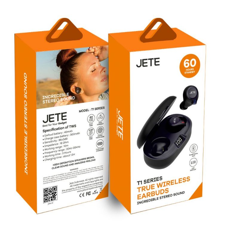 T1 SERIES / TWS / EARPHONE BLUETOOTH/ JETE / ORIGINAL/ EARBUDS
