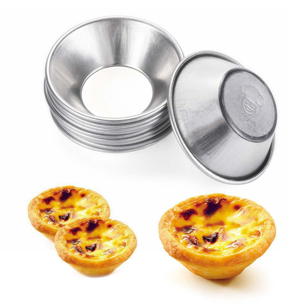 10Pcs Reusable Tinplate Flower Egg Tart Mold / Alloy Cupcake Egg Tart Mold / Nonstick Ripple Egg Tart Mold